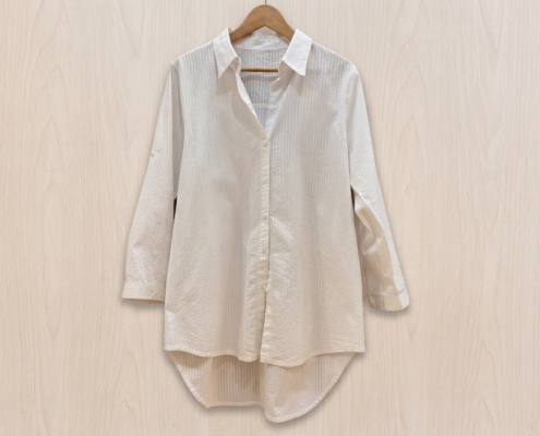 5乳白條紋點襯衫