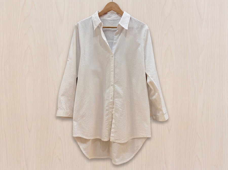 5乳白條紋點襯衫